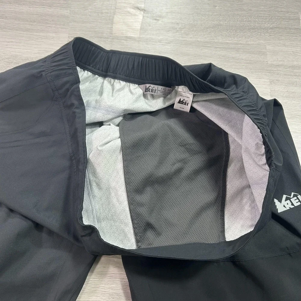 REI Element E1 Rain Pants Mens 2XL Black Waterproof Lined Elastic Waist Hiking